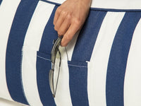Costa Luxe Bean Bag Lounger Navy Stripes pocket